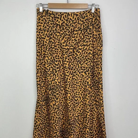 & Other Stories Skirt Size 10 EUR 38 Orange Leopard Print Satin Midi - Picture 5 of 10